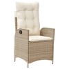vidaXL Reclining Patio Chairs 2 pcs with Cushions Beige Poly Rattan - 4 of 4