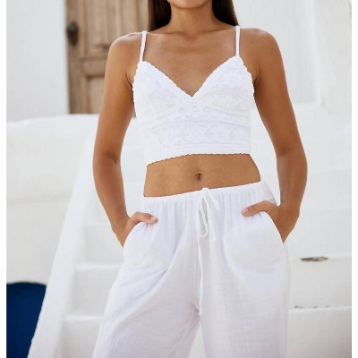 Women's Crochet Tie Back Top - Blanco BY NATURE