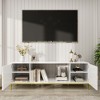ORRD 70" White TV Stand Heavy Duty Wood Entertainment Center Cabinet Storage & Open Shelves Modern Living Room Design - 3 of 4