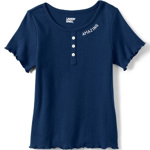 Lands' End Kids Short Sleeve Ribbed Henley T-Shirt - 1 of 2