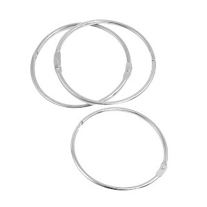 Unique Bargains Metal Staple Book Binder Loose Leaf Rings Keychain 2.7" Diameter 3 Pcs - 1 of 4