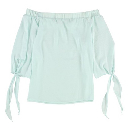 bar III Womens Hammered Satin Knit Blouse