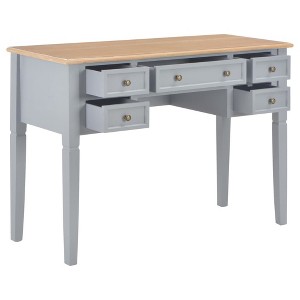 vidaXL Writing Desk White and Brown Engineered Wood and Pinewood Standard - 1 of 4