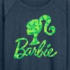Women's - Barbie - Shamrock Pattern Logo Lightweight French Terry Wide Neck Long Sleeve Shirt - 2 of 4