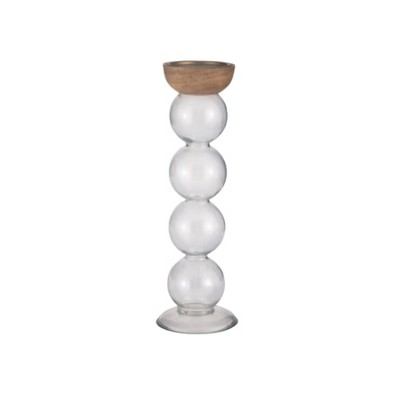 VIP Glass 14.25 in. Clear Orbs Pillar Candle Holder
