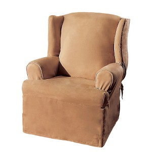 Soft Suede Wing Chair Slipcover Sable - Sure Fit