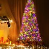 6 FT Christmas Tree with 200 Multicolor  Lights, Prelit Snow Flocked Christmas Tree with Foldable Metal Base, 8 Lighting Modes - 3 of 4