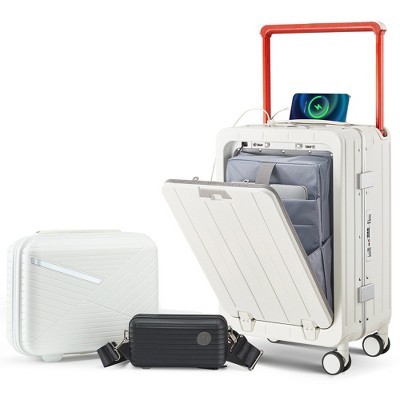 YONWAY 20'' Luggage sets, PC Hard Shell Suitcase, Bounce Wide Handle ...