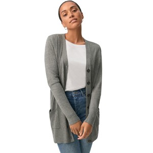 ellos Plus Size Long Button Front Cardigan - 1 of 4