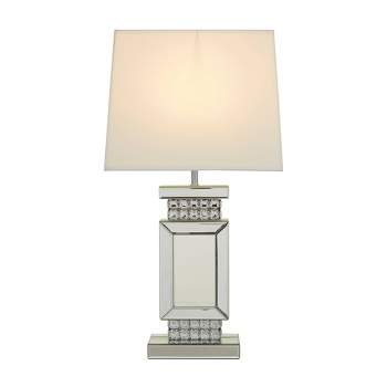 Wood Mirrored Table Lamp Silver - Olivia & May