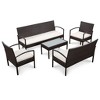 vidaXL Patio Lounge Set- Outdoor 5 Piece Poly Rattan Furniture Set with Cushions, Easy to Clean & Assemble- Sturdy Steel Frame, Light Brown - 2 of 4
