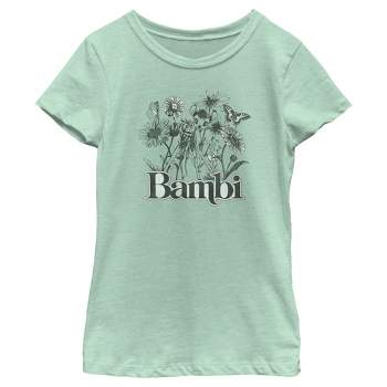 Girl's Bambi Gray Floral Sketch T-Shirt