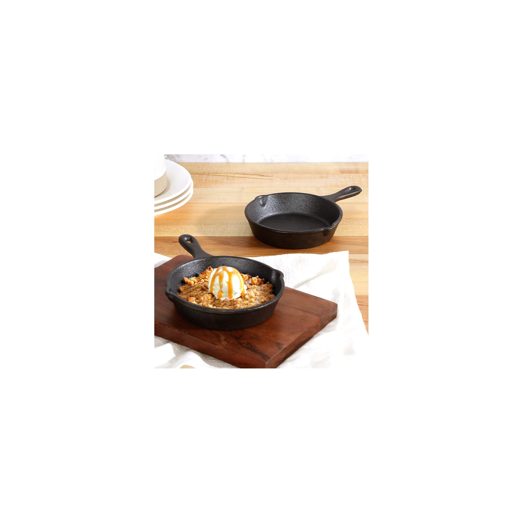 The Lakeside Collection Mini 4.5" Cast Iron Skillet Single Serve Set of 2 -