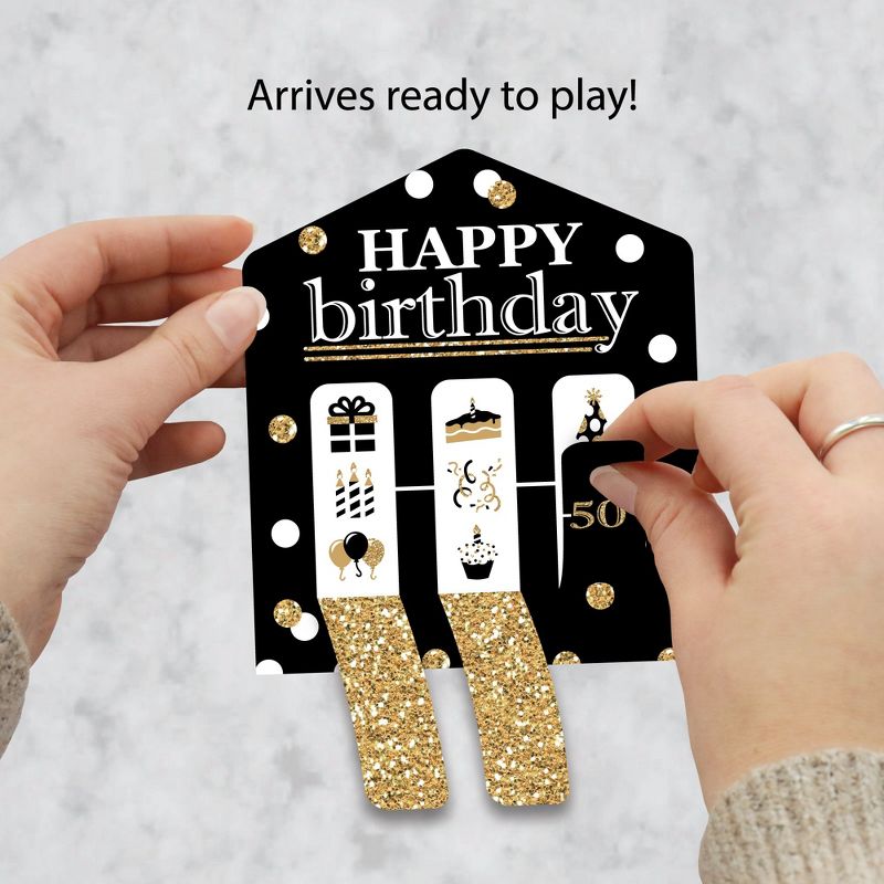 Big Dot of Happiness Adult 50th Birthday - Gold - Birthday Party Game Pickle Cards - Pull Tabs 3-in-a-Row - Set of 12, 2 of 7