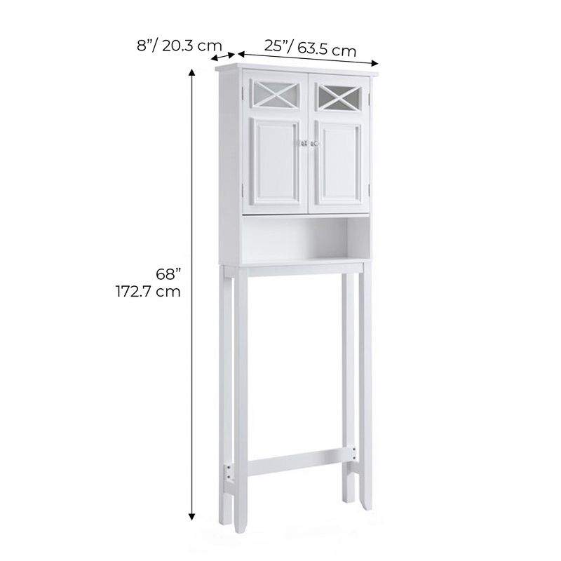 Teamson Home 25" x 68"  Dawson Wooden 2-Door Over the Toilet Space Saver, White, 4 of 9
