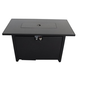 25" H x 42" W Steel Outdoor Fire Pit Table with Lid - 1 of 4