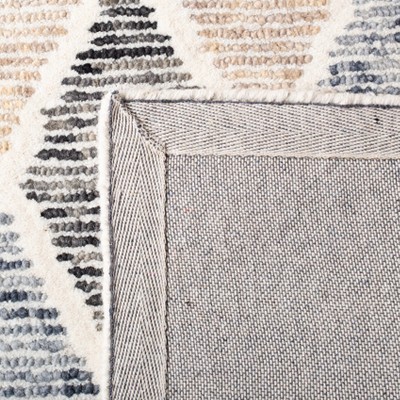 Blue and Beige Hand-Tufted Wool Geometric Runner Rug