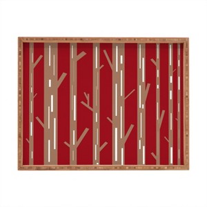 Lisa Argyropoulos Modern Trees Red Rectangular Bamboo Tray - Deny Designs - 1 of 2