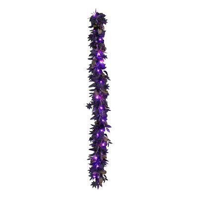 6' Prelit LED Scare in the Air Halloween Garland Purple Lights