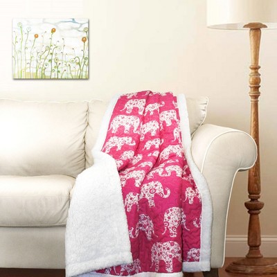 50" x 60" Single Elephant Parade Faux Shearling Throw - Lush Décor