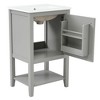 Ridstar 33.5 in. H Grey Bathroom Storage Cabinet Laundry Basket with Door, Storage Rack and Open Shelf - 3 of 4