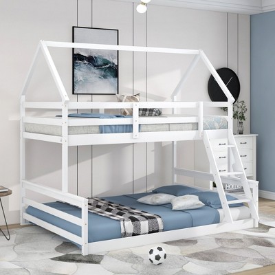 Grungis Twin over Full Loft Bed with Ladder and Safety Guardrail,House Bunk Bed Can Convert 2 Platform Beds,Loft and Bunk Bed for Bedroom