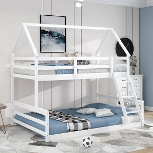 Grungis Twin over Full Loft Bed with Ladder and Safety Guardrail,House Bunk Bed Can Convert 2 Platform Beds,Loft and Bunk Bed for Bedroom - 1 of 4