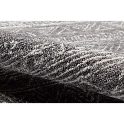 Gray Geometric Hand-Hooked Wool 8' x 10' Area Rug