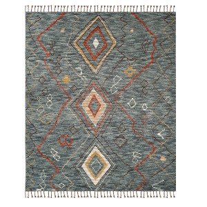 Gray Tribal Design Knotted Area Rug 9