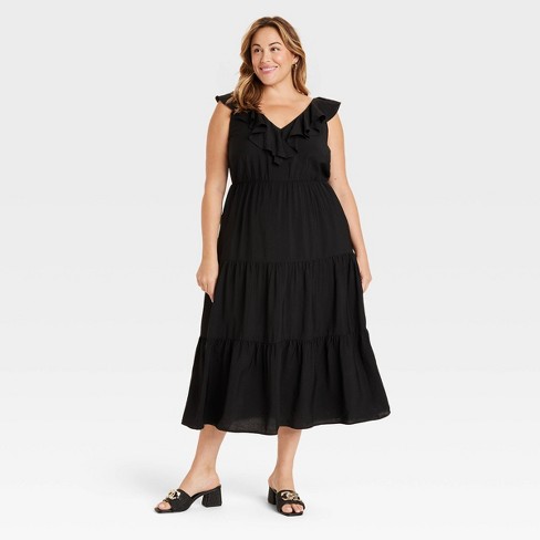 Women's Flutter Short Sleeve Maxi A-Line Dress - Ava & Viv™  - image 1 of 3