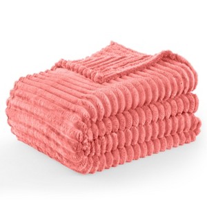 Cozy Soft Striped Fleece Blankets Decorative Plush Luxury Ribbed Warm Blanket for Couch, Sofa, Chair & Bed  - Lux Decor Collection - 1 of 4