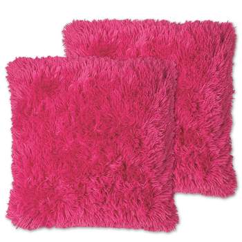 Very Soft & Comfy Plush Long Faux Fur 18" x 18" Throw Pillows 2 Pack