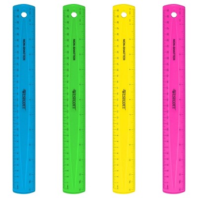 12" Assorted Translucent Shatterproof Ruler Set with Anti-Microbial