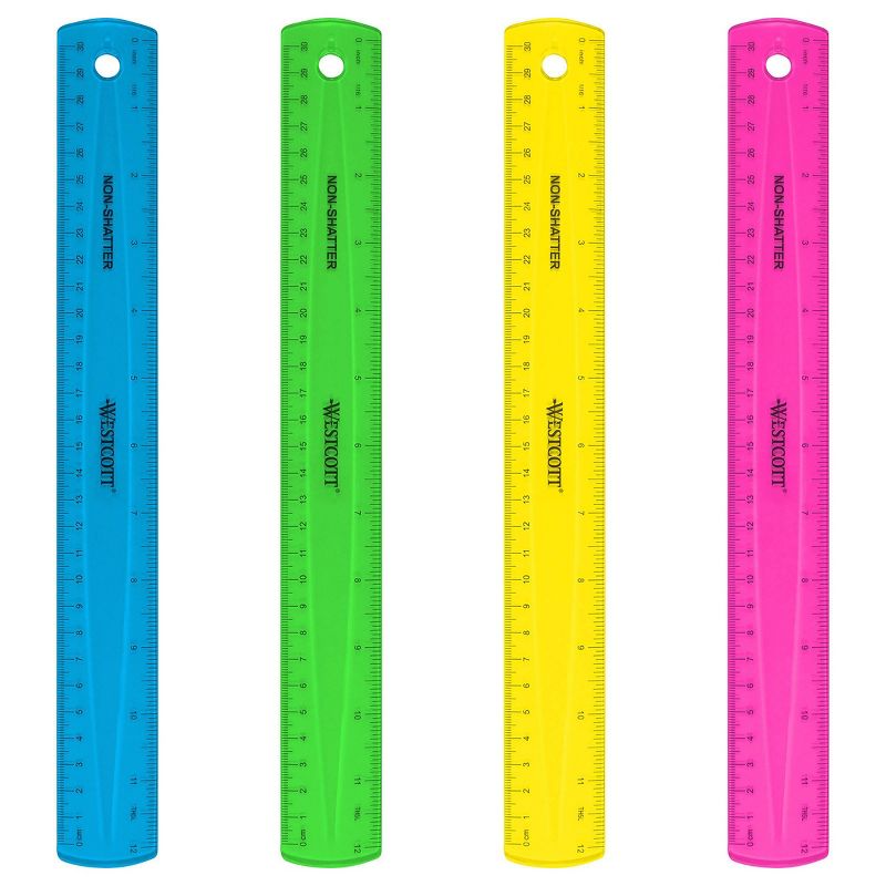 12pk 12&#34; Shatterproof Ruler with Anti-Microbial Translucent Colors - Acme United, 3 of 5