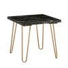 22" Square End Table with Marble Top and Metal Tube Legs for Luxury Living Room - 2 of 4