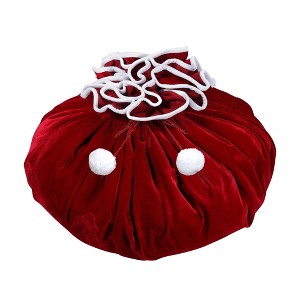 Haute Decor 80" Burgundy Velvet Santa Bag Tree Skirt - 1 of 4