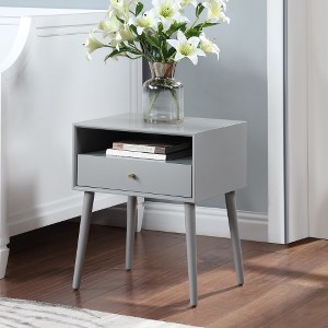 Modern Nightstand, Bedside Table With Drawer & Solid Wood Legs, Multifunctional Side Table With Storage Space For Bedroom Dorm Small Spaces - 1 of 4