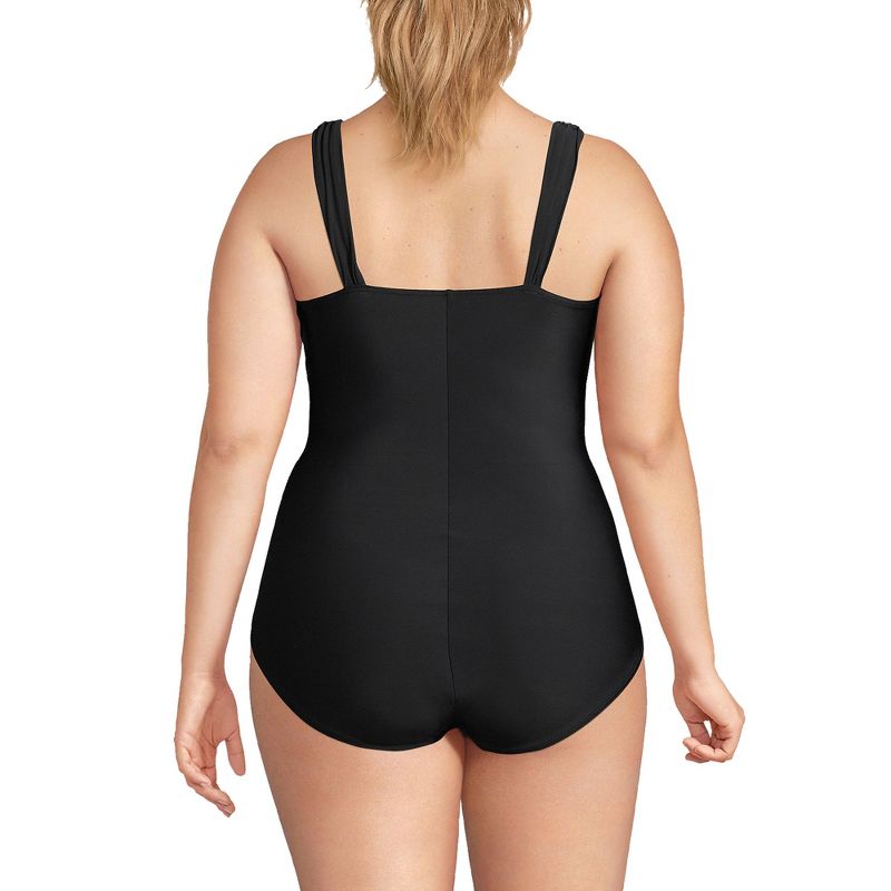 Lands' End Women's SlenderSuit Grecian Tummy Control Chlorine Resistant One Piece Swimsuit, 3 of 5