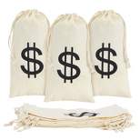 Juvale 12-Piece Money Bag Pouch with Drawstring Closure Canvas Cloth & Dollar Sign Symbol 4.7 x 9 in