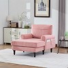Modern Chenille Chaise Lounge Recliner, Oversized Single Sofa with Side Pockets for Living Room Bedroom-3irtyhousy - 2 of 4
