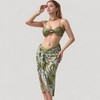 Anna-Kaci Women's Ring Front Bikini Top with Adjustable Straps and Tropical Leaf Print Sarong Cover-Up Skirt - 2 of 4