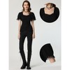 INSPIRE CHIC Women's Square Neck Solid Color Puff Short Sleeve Lace Up Gothic Blouse - 2 of 4