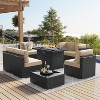 LayinSun 8 Piece Patio Furniture Set with 44" Propane Gas Fire Pit Table, Outdoor Sectional Conversation Set Wicker Rattan Sofa Set - 2 of 4