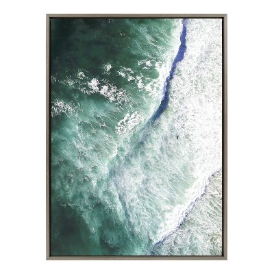 28" x 38" Sylvie Paddle Out by Rachel Dowd Framed Wall Canvas Gray - Kate & Laurel All Things Decor