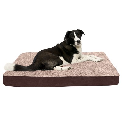 FurHaven Two-Tone Fur & Suede Deluxe Full Support Sofa Dog Bed