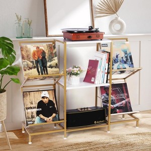 MOEPISY Record Player Stand With Vinyl Record Storage Metal Frame - 1 of 4