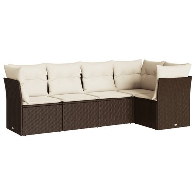 vidaXL Garden Sofa Set Brown PE rattan 5 Piece Set Modular
