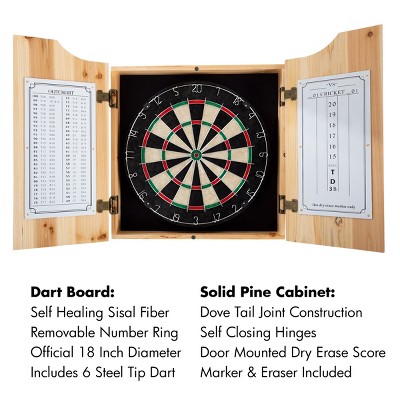 Charlotte Hornets Wooden Dartboard Cabinet Set with Darts