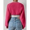 Women's Long Sleeve Open Front Knitted Crop Sweater Cardigan Drop Shoulder Knit Bolero Shrug - 2 of 4