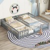 VASIP Double Twin Floor Bed with Fence, Guardrails,Open Design without Door,Safe Low-Profile for Kids' Room,Gray - 2 of 4